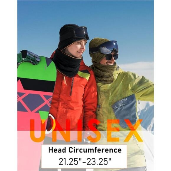 Winter Beanie Hat Scarf for Men Women Knit Thick Fleece Lined‎ Warm Windproof - Picture 6 of 7